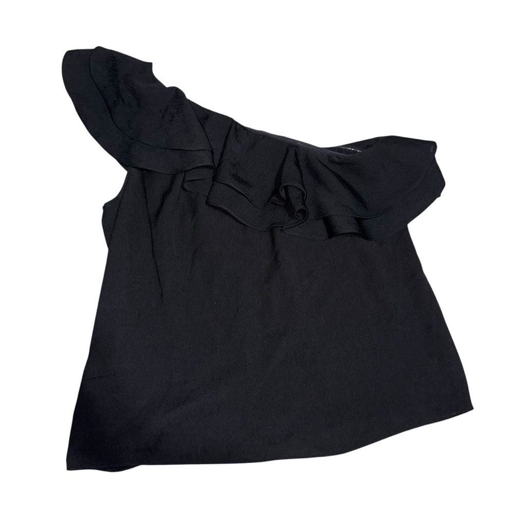 APT.9 Black One-Shoulder Ruffle Blouse – Size L
